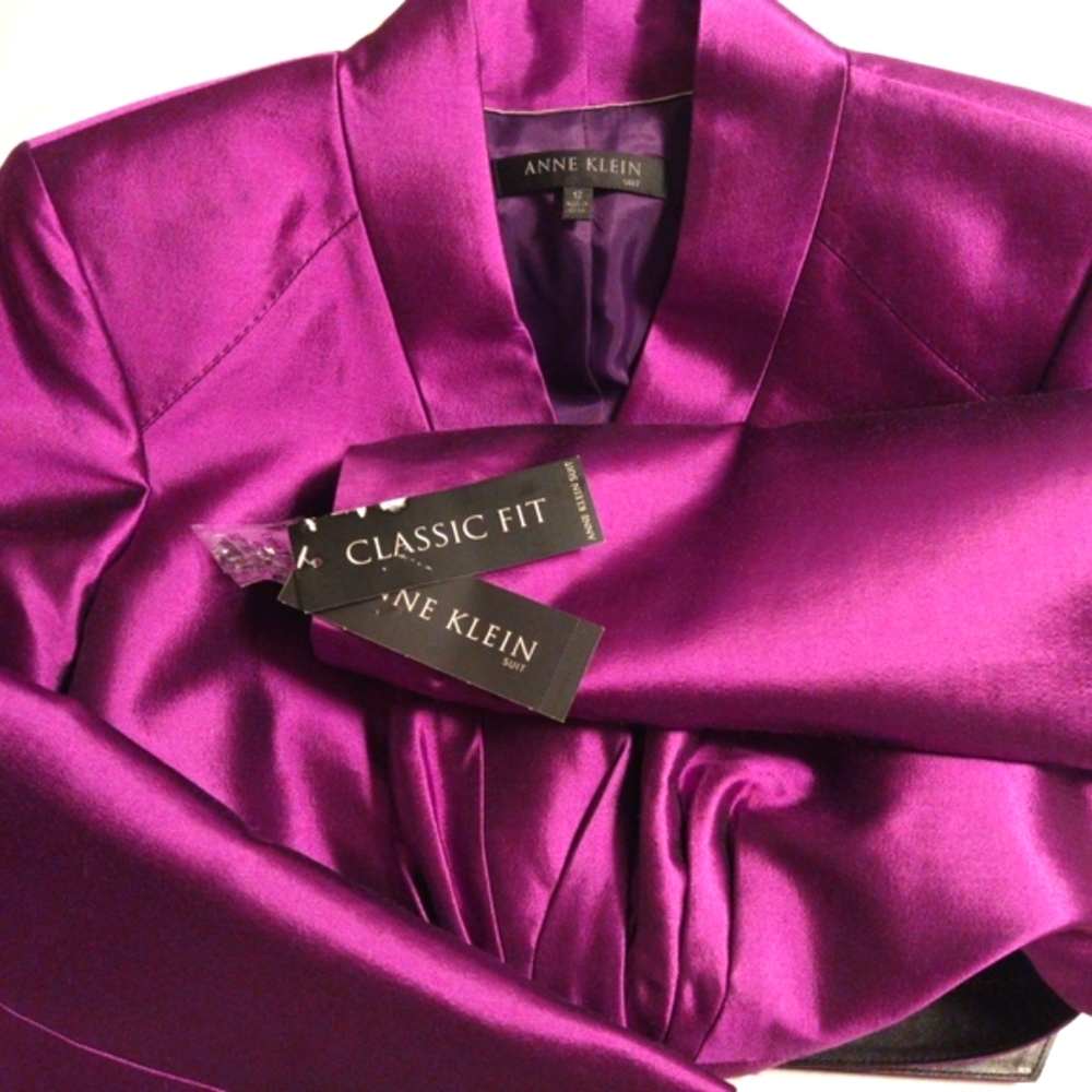 ANNE KLEIN NEW YORK NEW YORK 'IMPERIAL PURPLE' SKIRT SUIT 12 USA NWT - Picture 7 of 11